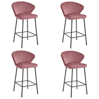 Sgabello Valora GATTA in velluto rosa scuro, design moderno per cucina x4