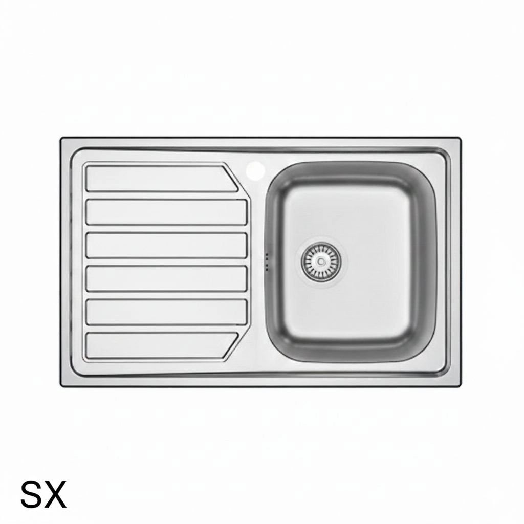 Lavello incasso in acciaio inox 80x50 cm gocciolatoio SX  - Cromo