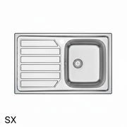 Lavello incasso in acciaio inox 80x50 cm gocciolatoio SX  - Cromo