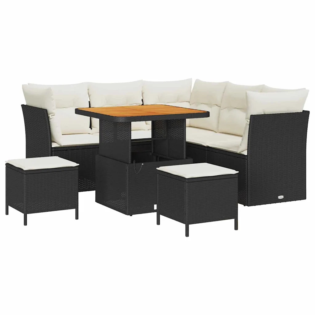 Set Divano da Giardino 8 pcs Nero polyrattan 3361480
