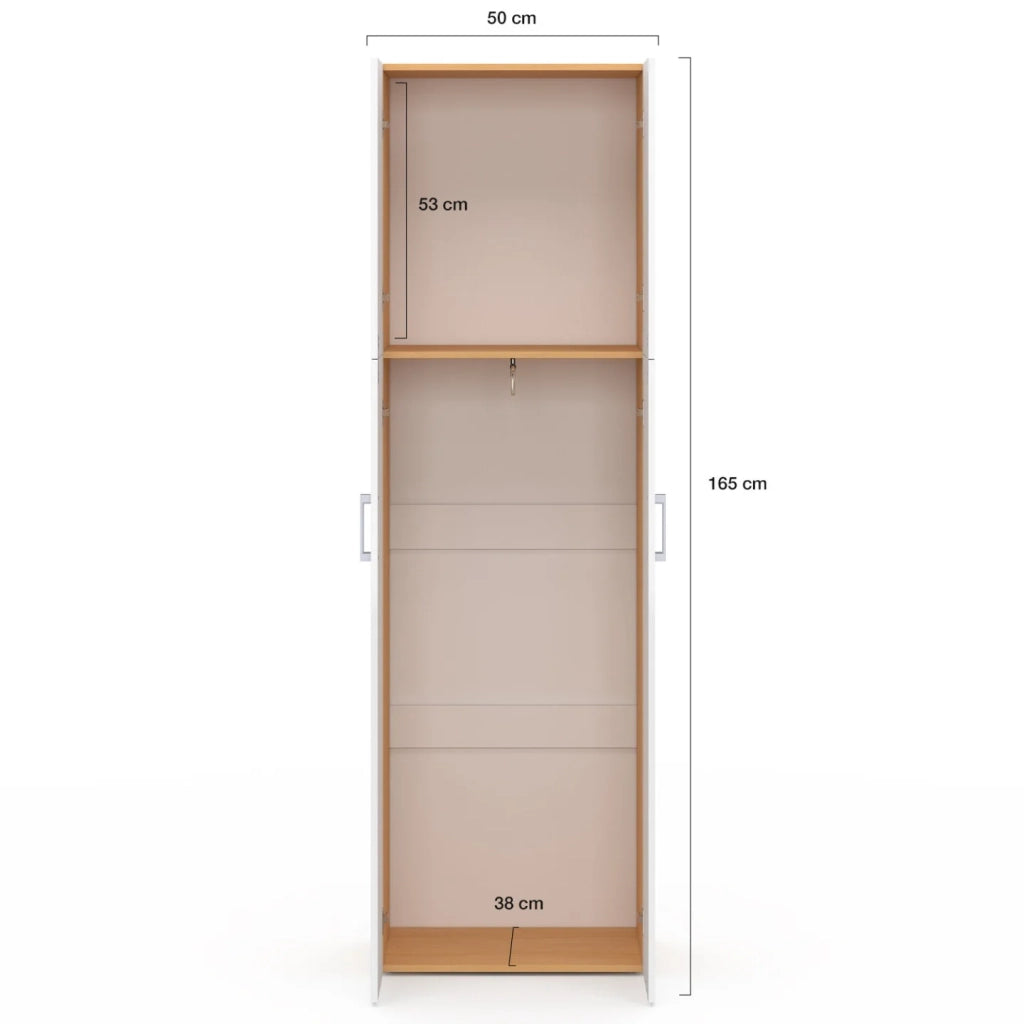 IDMarket - JULIANA armadio a 2 ante bianco e legno 50 cm armadio con ripiano