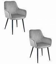 Sedie da pranzo Valora SELO - Velluto grigio argento con gambe nere x2