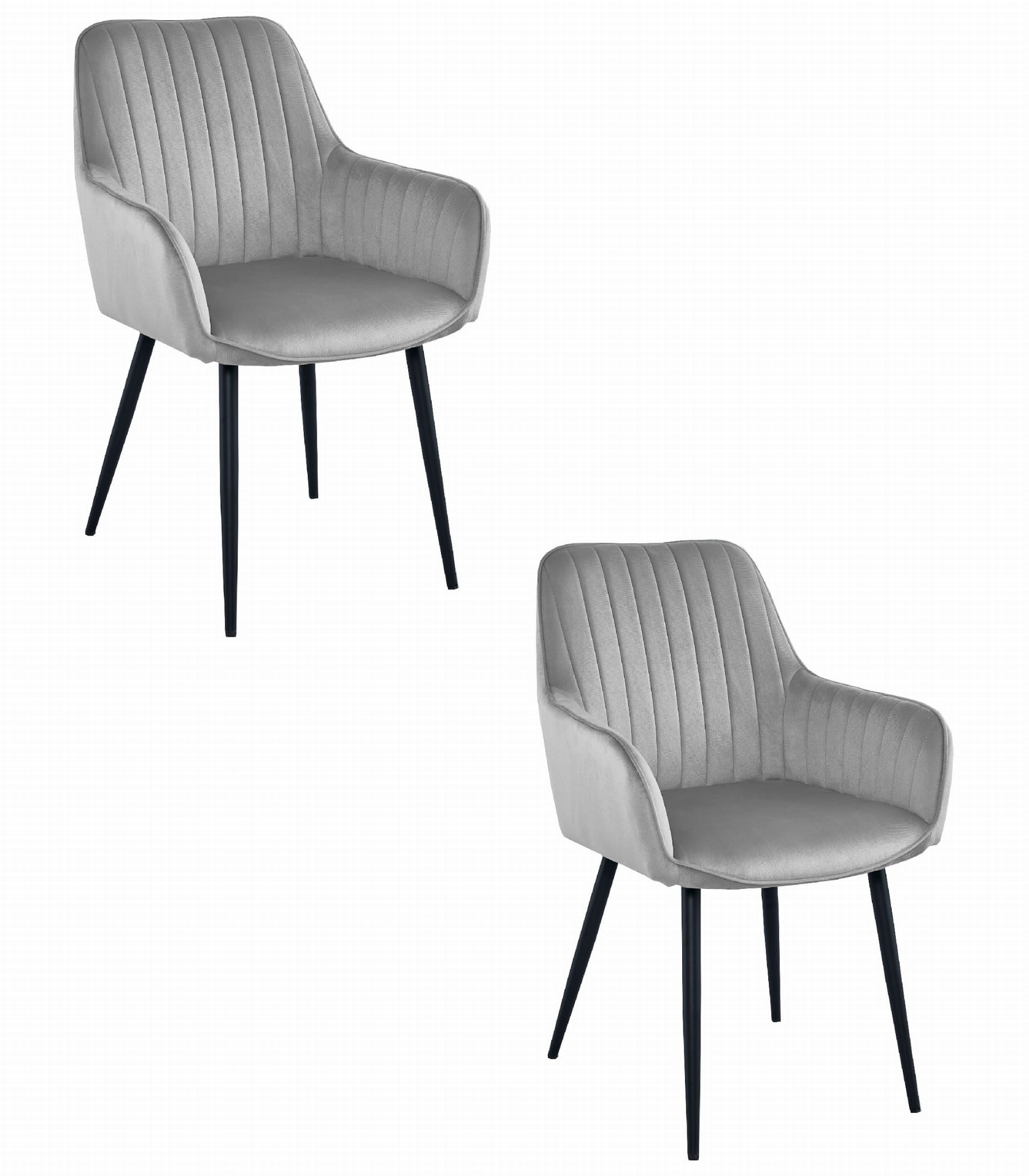 Sedie da pranzo Valora SELO - Velluto grigio argento con gambe nere x2
