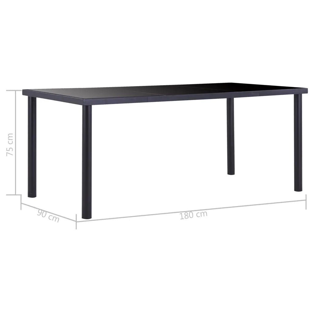 Tavolo da Pranzo Nero 180x90x75 cm in Vetro Temperato 281855