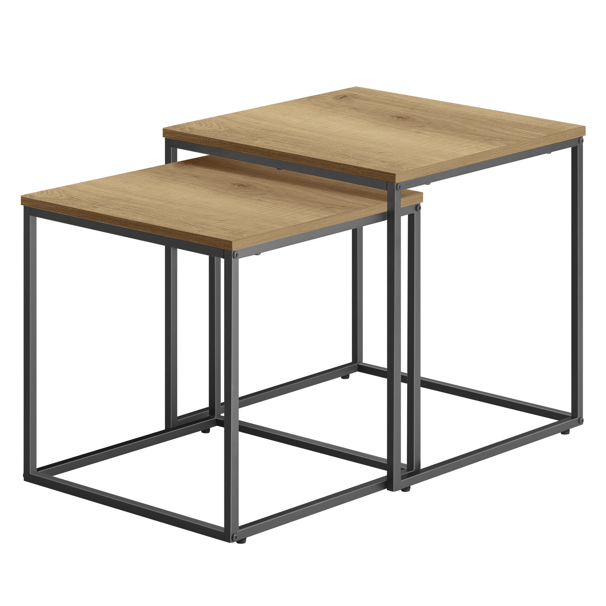 Tavolino da caffè quadrato Valora, set da 2 | Piano in rovere con gambe nere