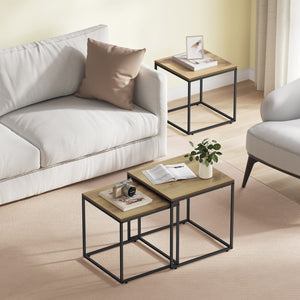 Tavolino da caffè quadrato Valora, set da 2 | Piano in rovere con gambe nere