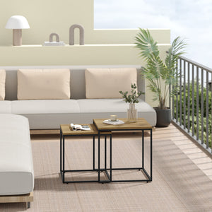 Tavolino da caffè quadrato Valora, set da 2 | Piano in rovere con gambe nere