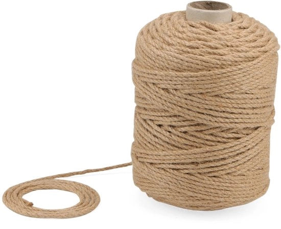 Tessuto in Juta 150 m x 4 mm - Corda Henneptata - Corda Rigida - Corda Naturale - Corda per Krabpaal - Ideale per Legature