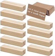 Pacco di 10 cartellini per tavolo da sposi, cartellini in legno, cartellini in quercia, supporti per numero da tavolo da sposi in cartone naturale, inclusi 10 fogli di Kraft, per matrimoni