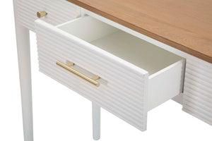 Console Fissa Matera 107x80x37 cm in Legno MDF e Ferro Bianco/Marrone