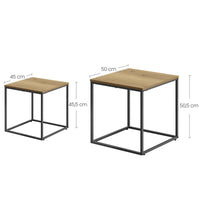 Tavolino da caffè quadrato Valora, set da 2 | Piano in rovere con gambe nere