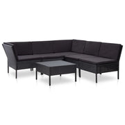 Set Divani da Giardino 6 pz con Cuscini in Polyrattan Nero cod mxl 40879