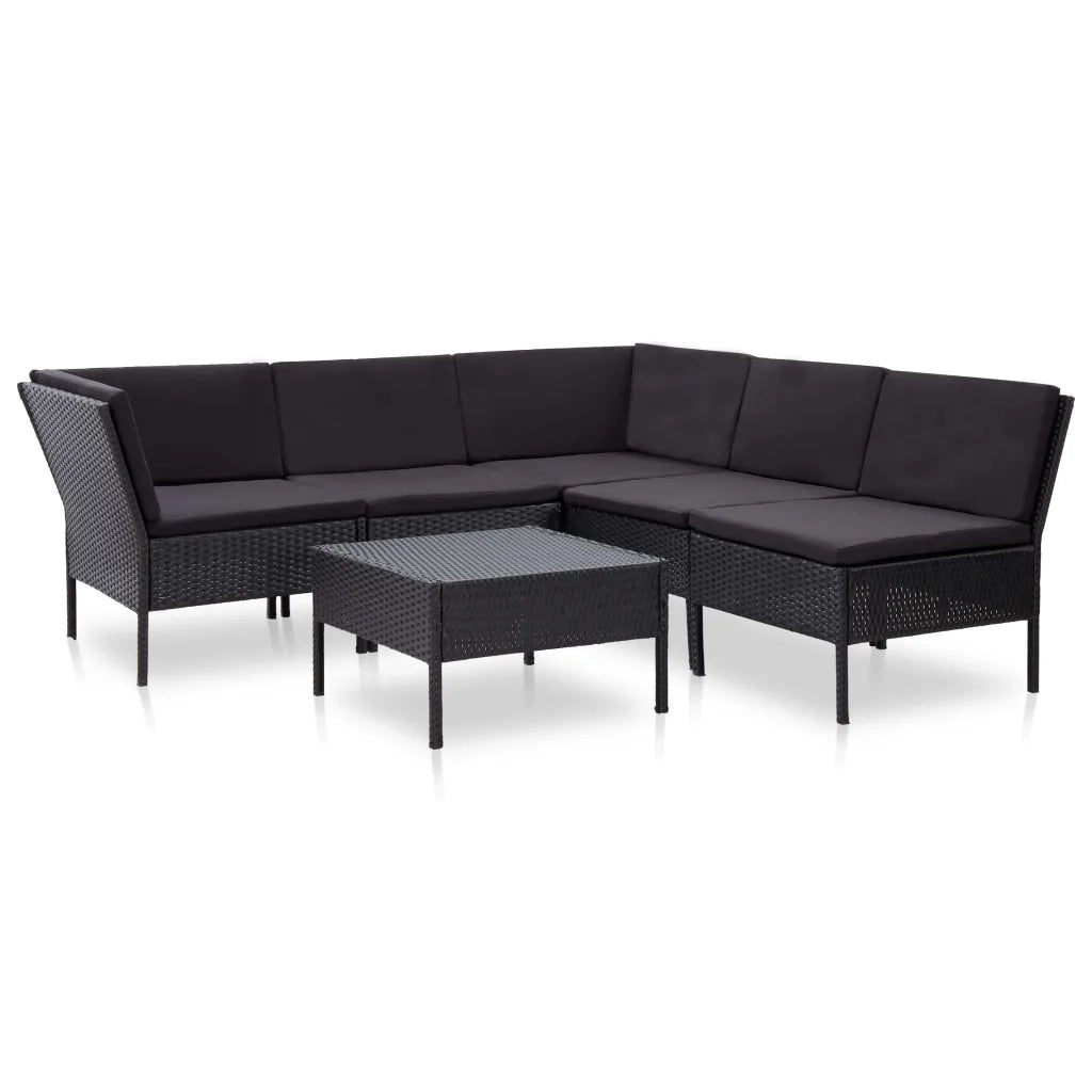 Set Divani da Giardino 6 pz con Cuscini in Polyrattan Nero cod mxl 40879