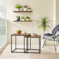 Tavolino da caffè quadrato Valora, set da 2 | Piano in rovere con gambe nere