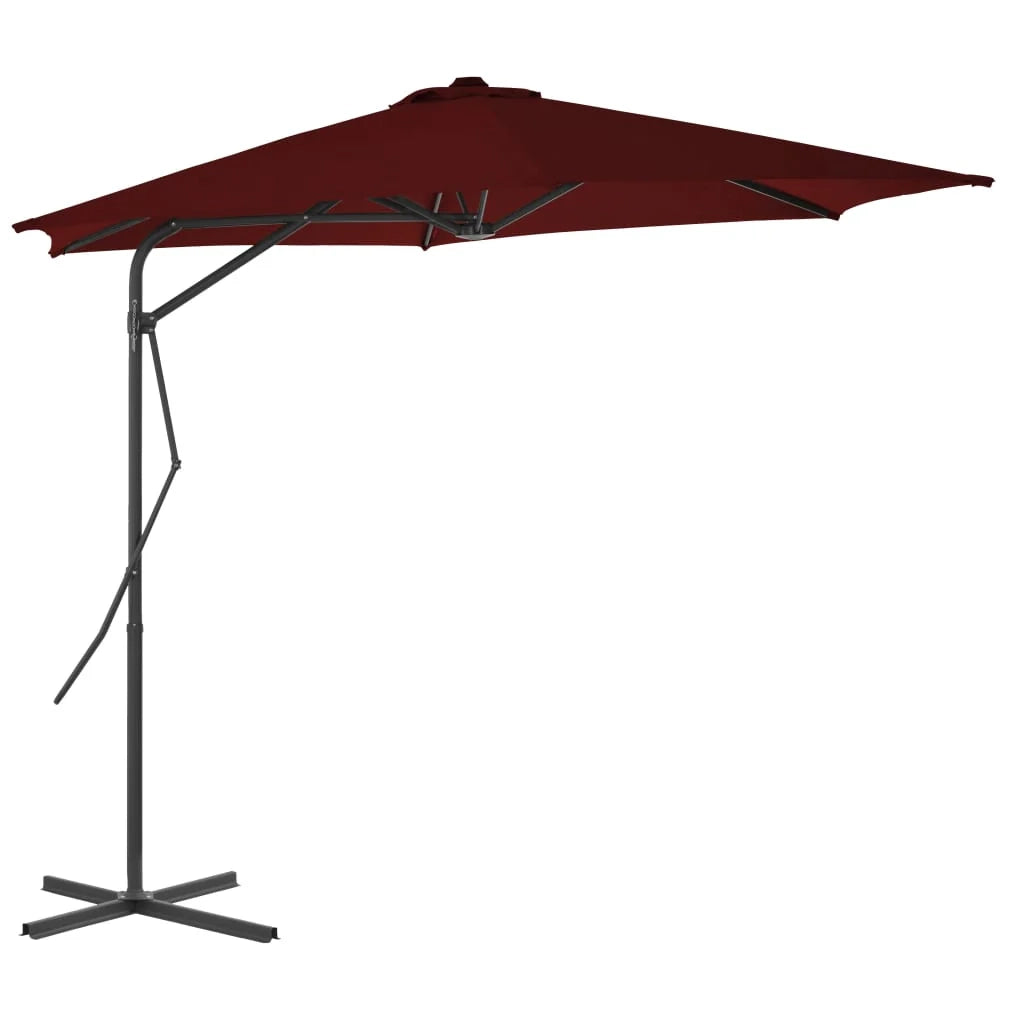 Ombrellone da esterno con palo in acciaio 300 x 230 cm rosso bordeaux 02_0008207