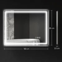 Specchio Bagno Antiappannante con Luce LED Regolabile, Speaker Bluetooth, Pulsanti Touch, 80x100 cm
