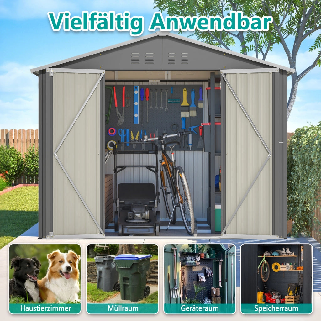 8x6FT Graues Metall-Tool-Shed mit Klapptür; Anthrazit-Farbe – Ideal für Gartenger?te und Werkzeugaufbewahrung