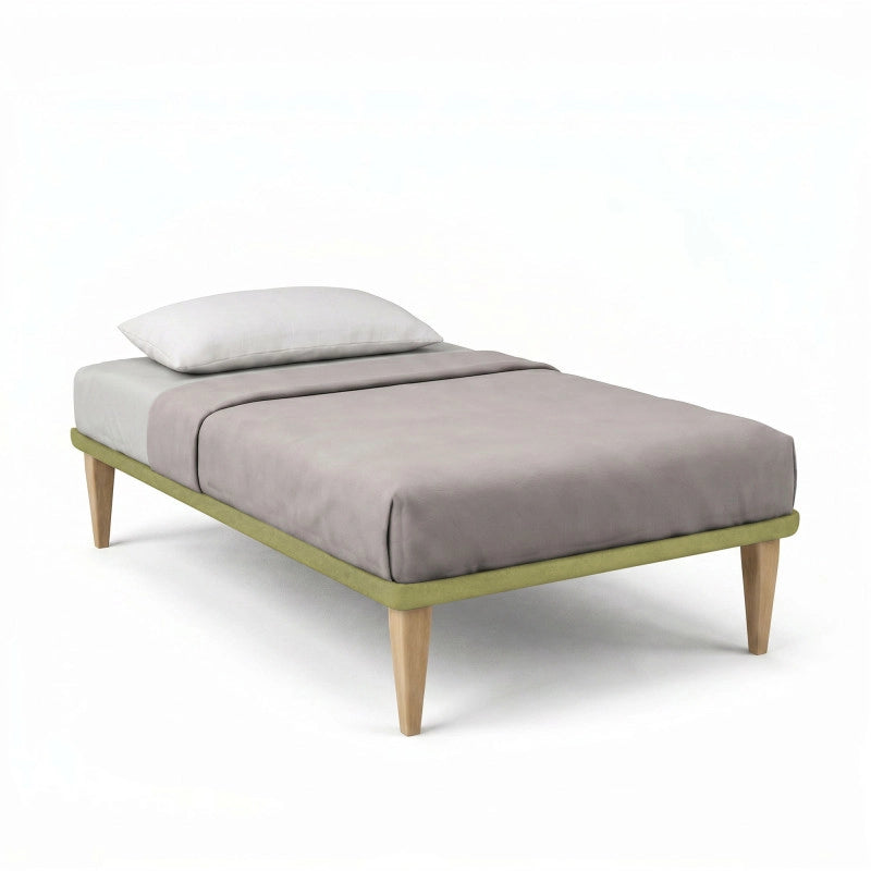 Letto imbottito Singolo 80x200 cm Tessis - Con rete,Microfibra,Tè verde