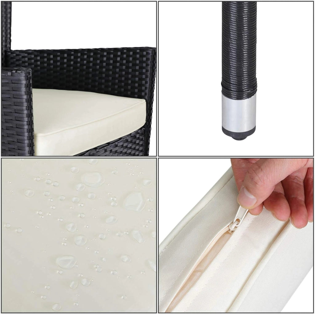 Casaria Set Mobili Balcone Tavolo e 2 Sedie in Polyrattan da Giardino Esterno Terrazza Outdoor