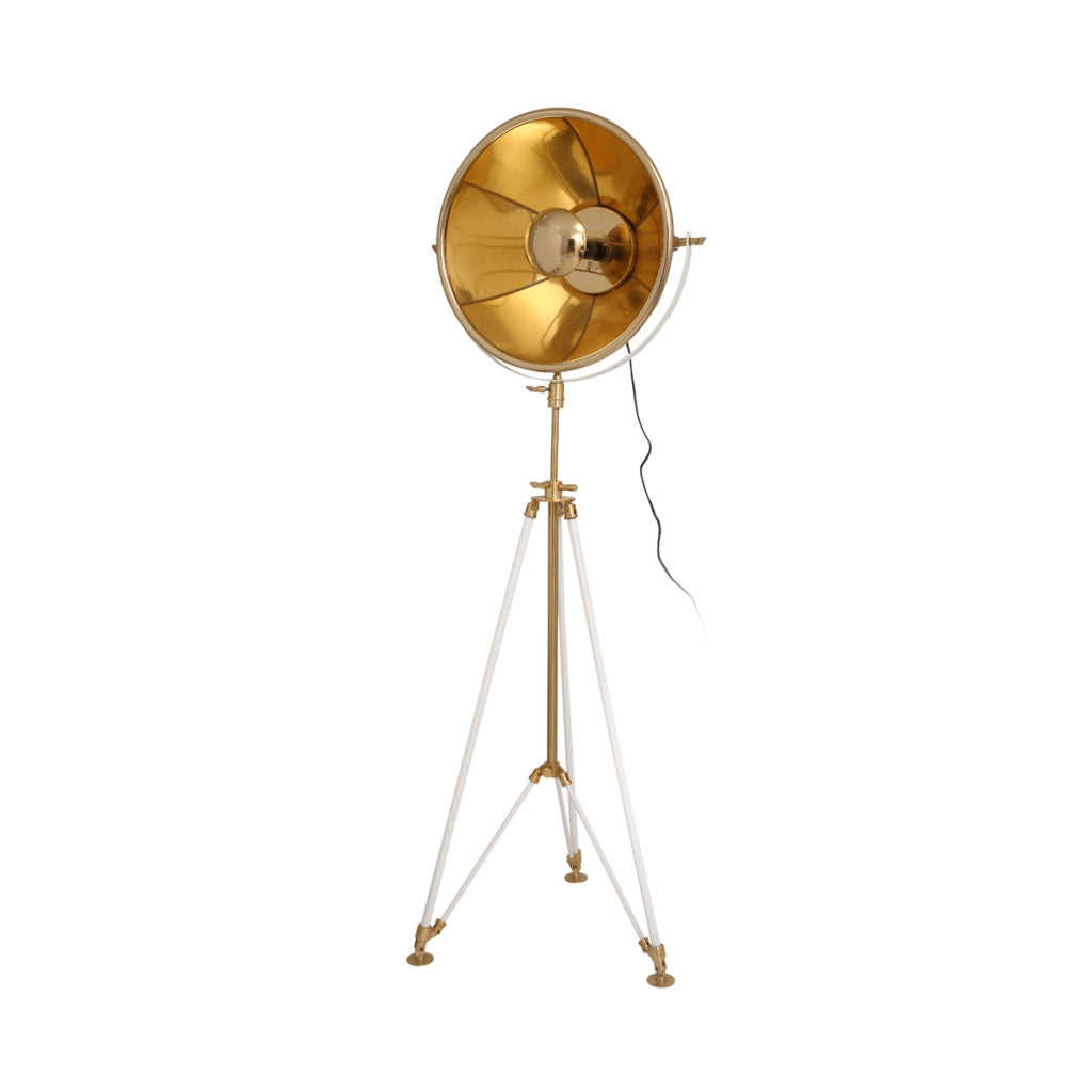 Lampada da terra Bowie in acciaio beige e oro