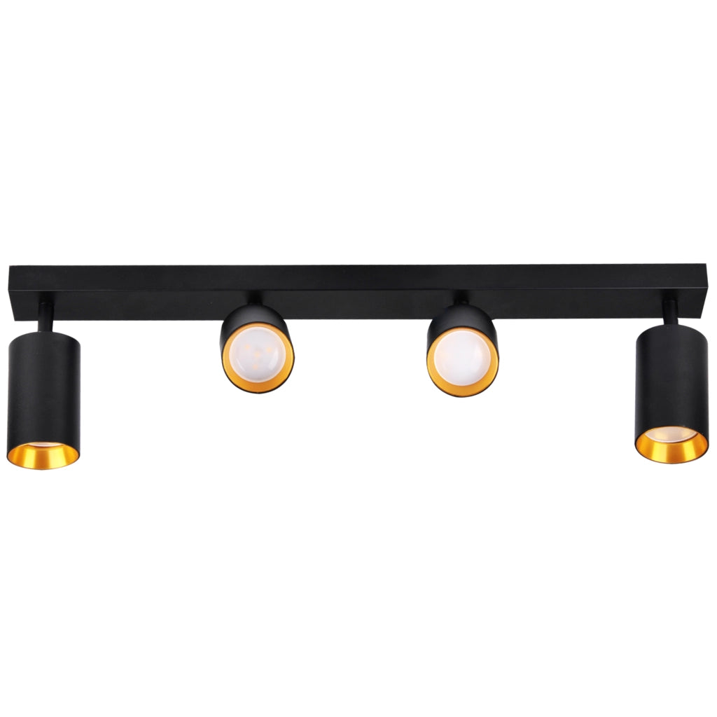 Applique/Plafoniera 4 faretti GU10 nero-oro Maribel Polux