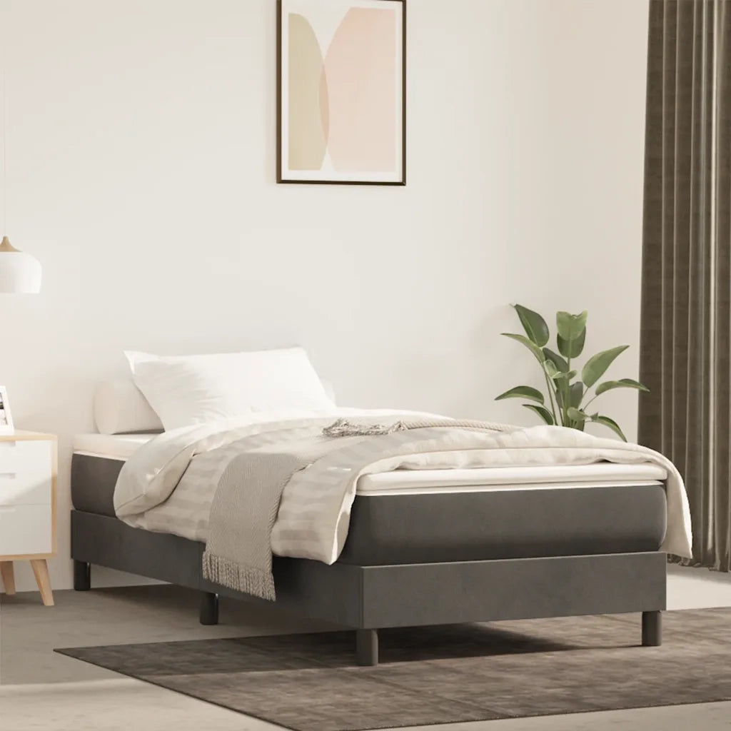 Materasso a Molle-Materasso per letto Grigio Scuro 80x220x20 cm in Velluto