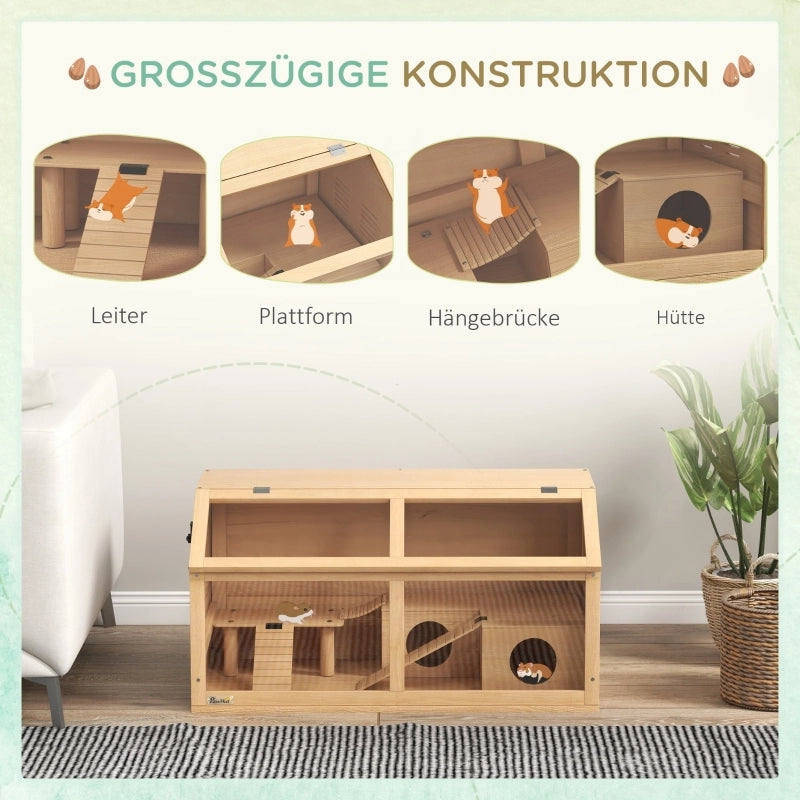 GABBIA per criceti nani spaziosa 85x45x44 cm legno colore naturale