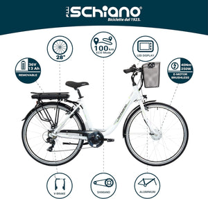F.LLI SCHIANO E-MOON 28" bicicletta elettrica, da cittÃ  per adulti, unisex, con motore elettrico batteria sul portapa