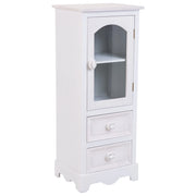 Vetrina in legno e vetro con 1 anta e 2 cassetti bianca 32x26x80