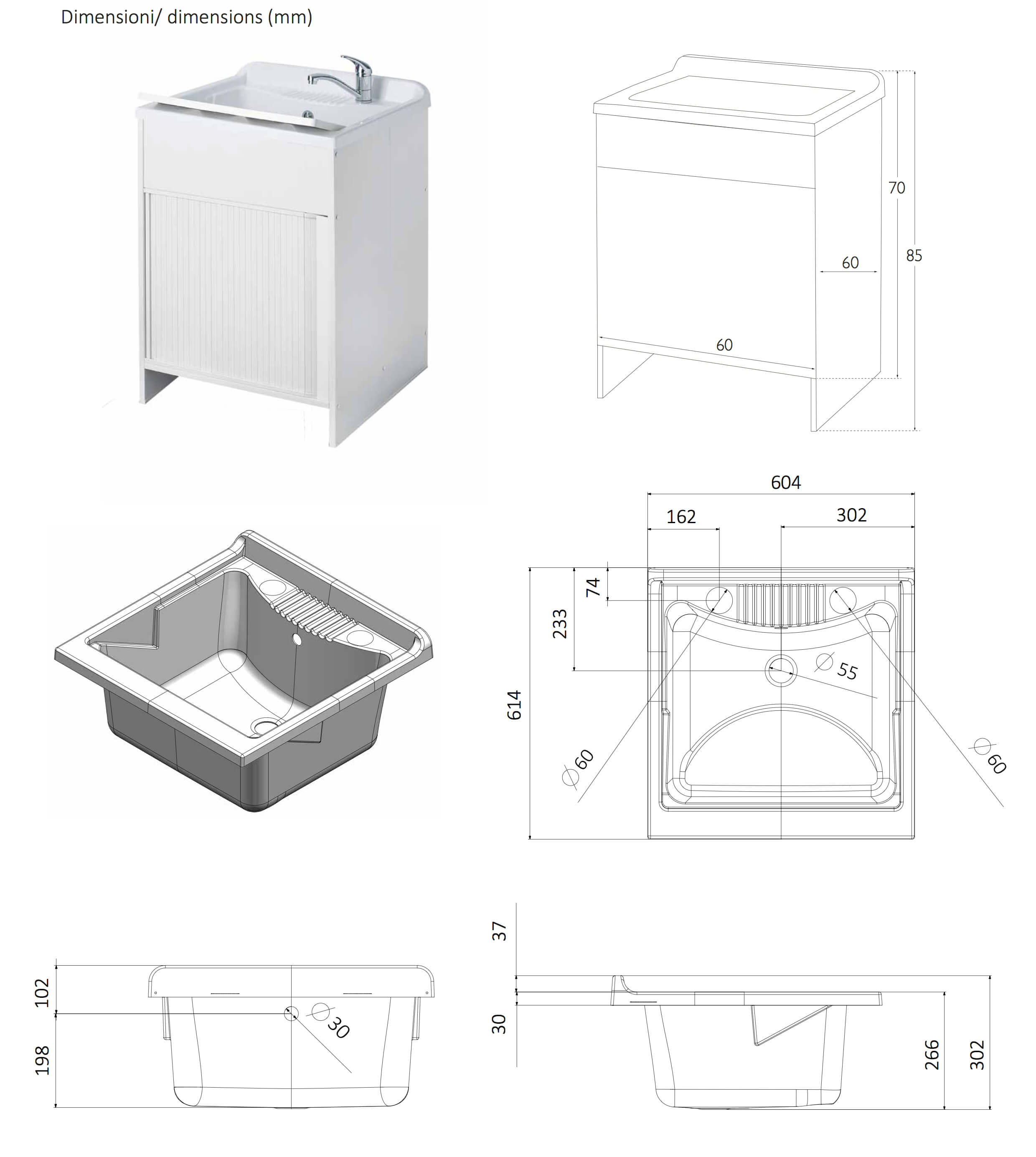 Mobile Lavatoio in PVC 60x60x85 cm Serranda e Asse Forlani Laundry Shutter