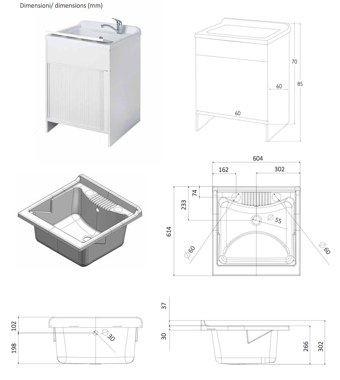 Mobile Lavatoio in PVC 60x60x85 cm Serranda e Asse Forlani Laundry Shutter