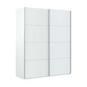 Guardaroba Opi, Armadio per camera da letto a 2 ante scorrevoli, Mobile con barra appendiabiti e 2 ripiani, cm 150x60h200, Bianco