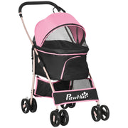 Passeggino per Cani 2 in 1 Pieghevole e Convertibile in Trasportino con 2 Guinzagli e Cuscino Rosa