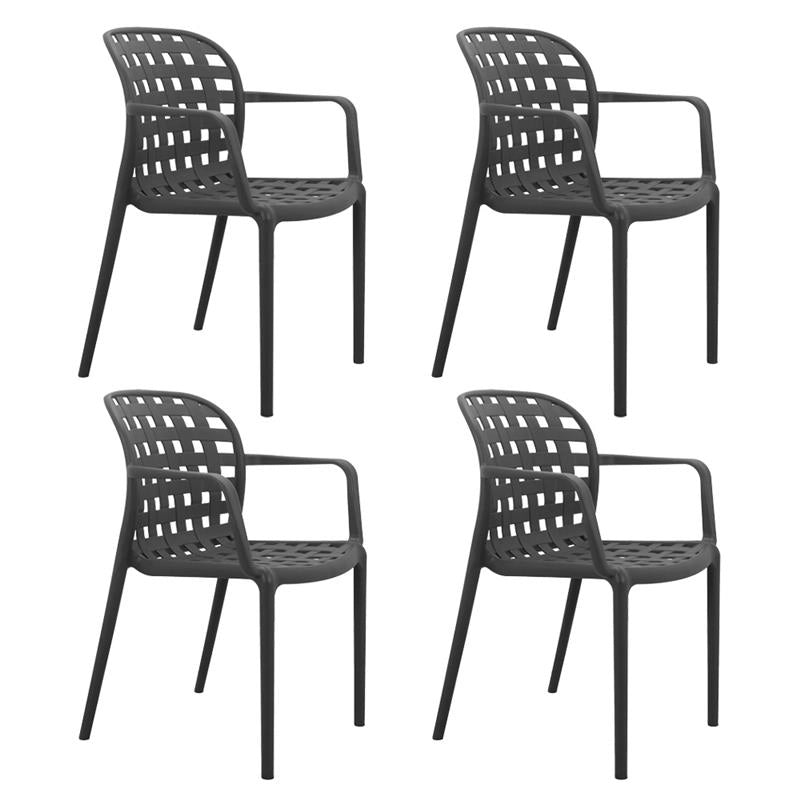 SET 4 SEDIE IMPILABILE IN POLIPROPILENE ANTRACITE EFFETTO INTRECCIATO 58X57,5X82,5 CM