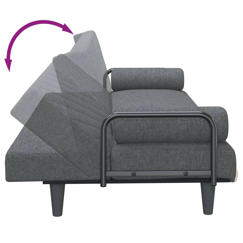 Divano letto con braccioli 205 x 89 x 70 cm tessuto grigio scuro 02_0019842