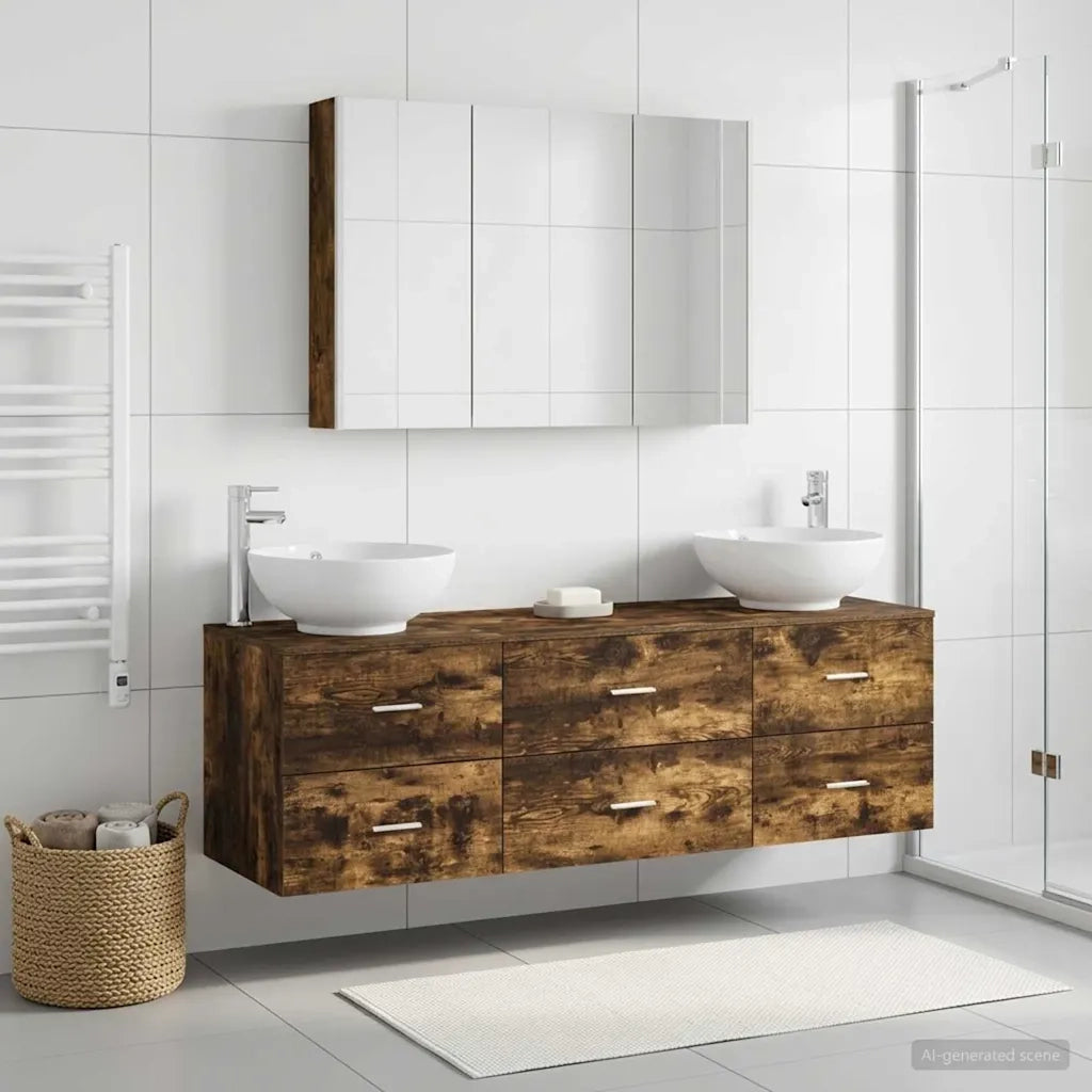 Set di mobili per il bagno 4 pcs Rovere Fumo 3406947