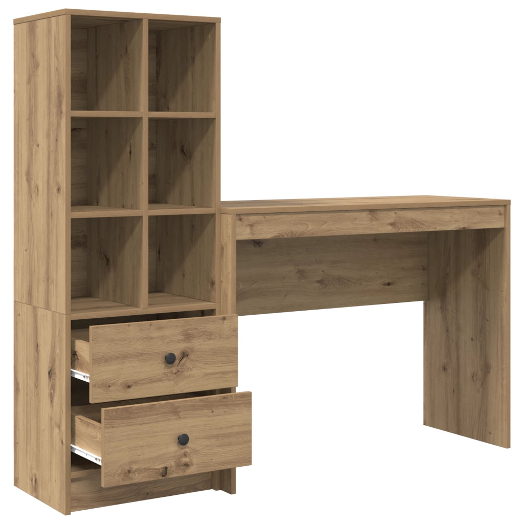 Scrivania con archiviazione Rovere artigianale Legno ingegnerizzato