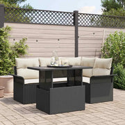 Set Divano da Giardino con cuscino 5 pcs Nero Poly Rattan 3348273