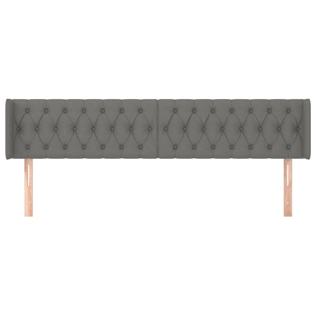 Testiera | Testata ad Orecchio Grigio Scuro 183x16x78/88 cm in Tessuto