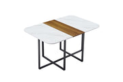 TAVOLO da pranzo 115x71 cm MDF e metallo Nero Bianco Effetto legno