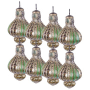 Set di 8 palline di vetro per l'albero di Natale in stile vintage oro e verde stile vintage