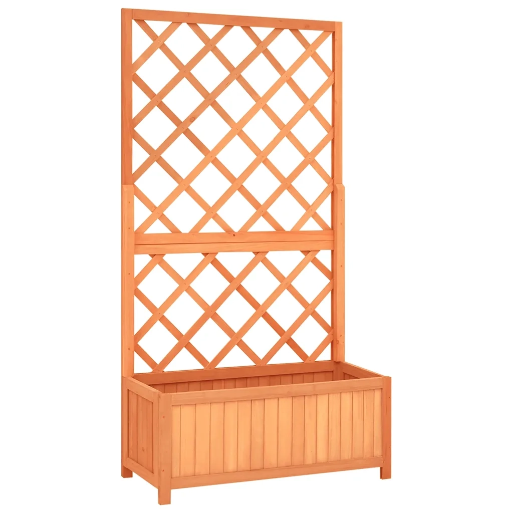 Fioriera con Traliccio Marrone 70x30x135cm in Massello di Abete cod mxl 67372