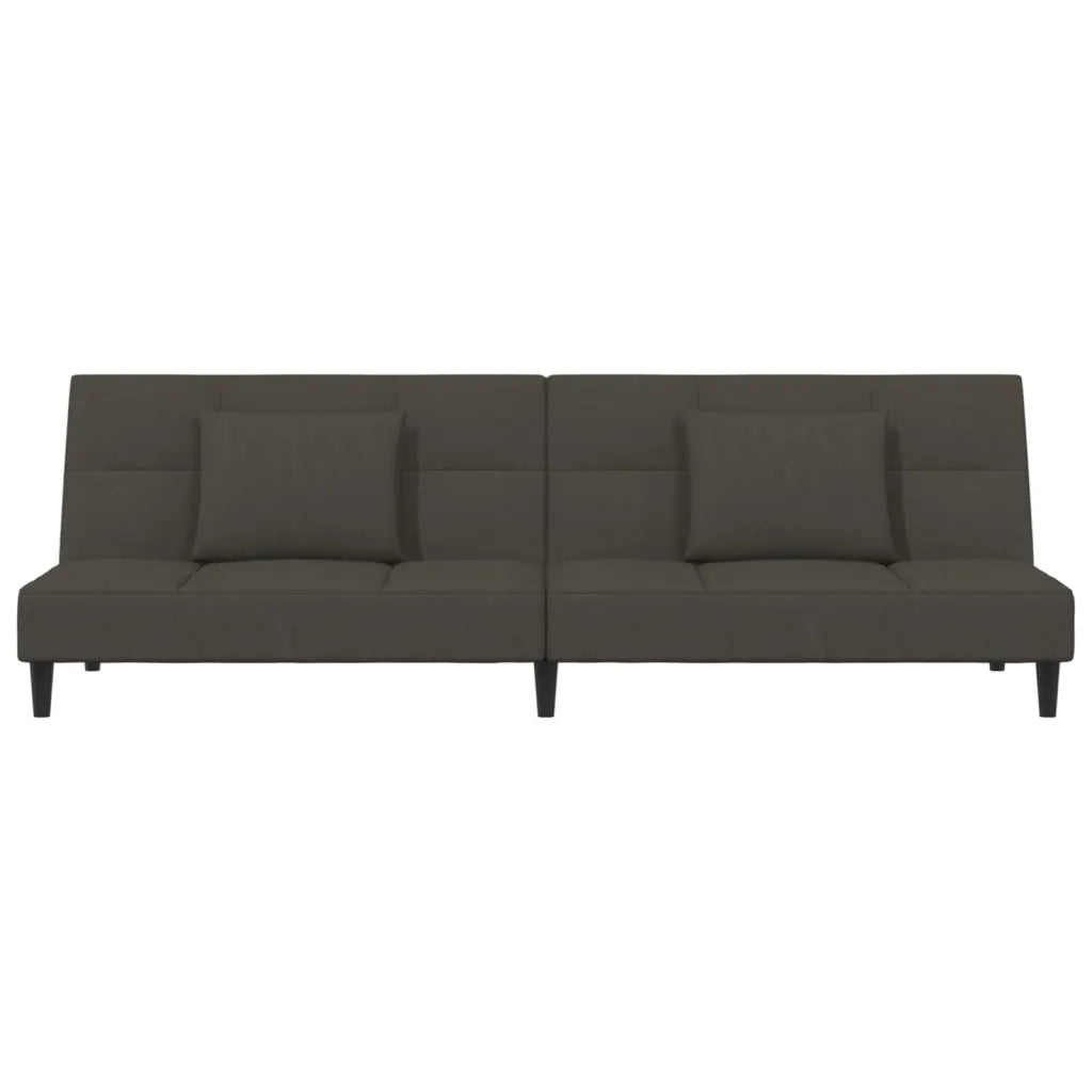 Divano Letto a 2 Posti con 2 Cuscini Grigio Scuro in Velluto 375808