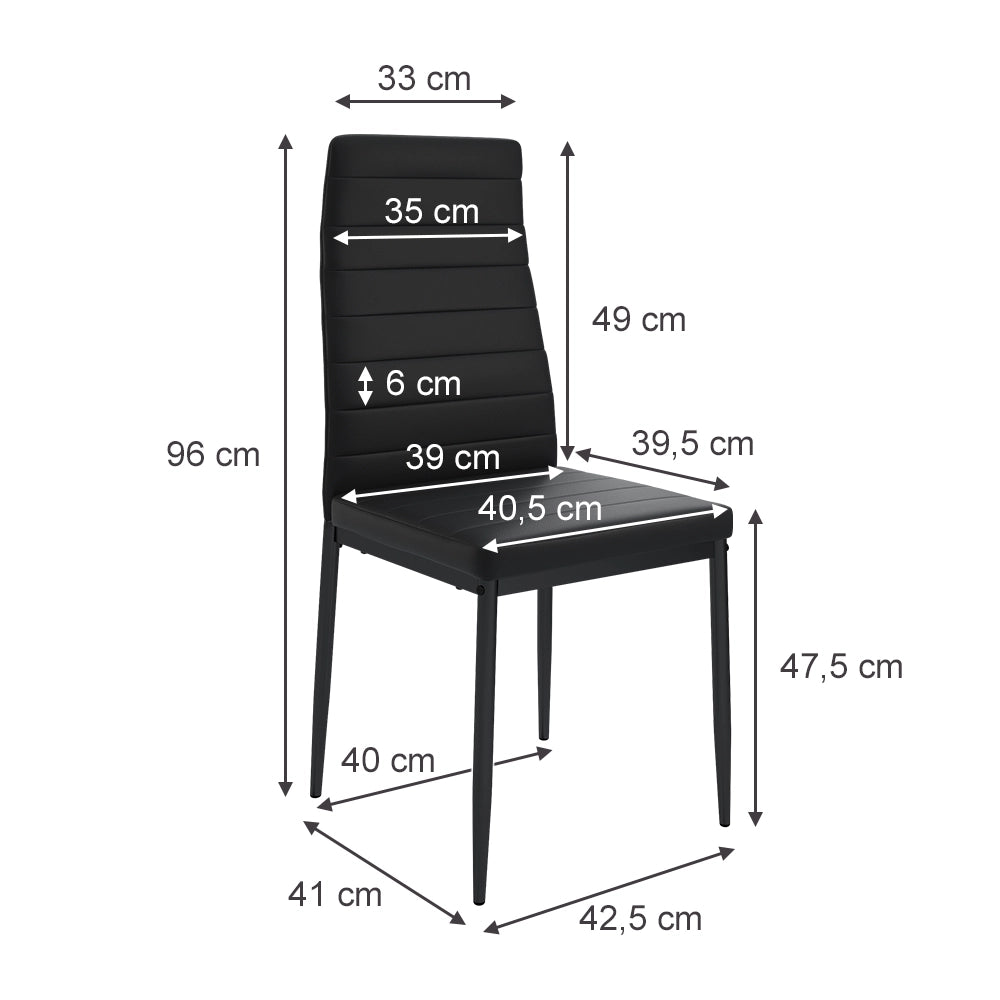 Vicco Sedia da sala da pranzo Nero 42.5 x 48 cm Set di 4