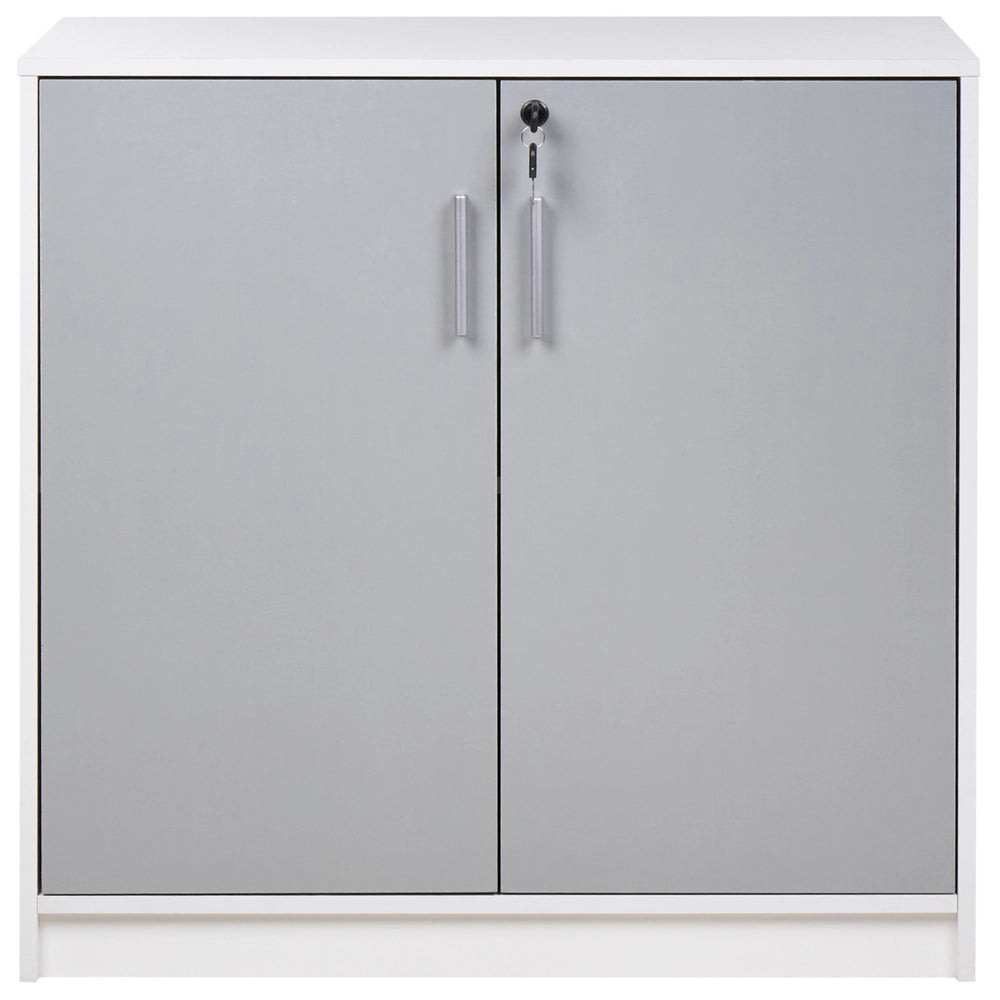 Armadietto moderno con 2 ante per l'ufficio, armadietto con 2 ripiani grigio chiaro bianco ufficio di casa stile moderno
