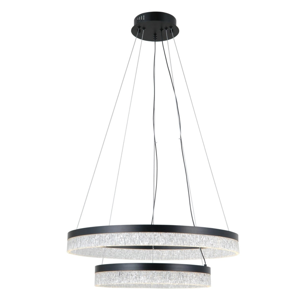 Lampada a sospensione Pantal 2 anelli LED nera Italux
