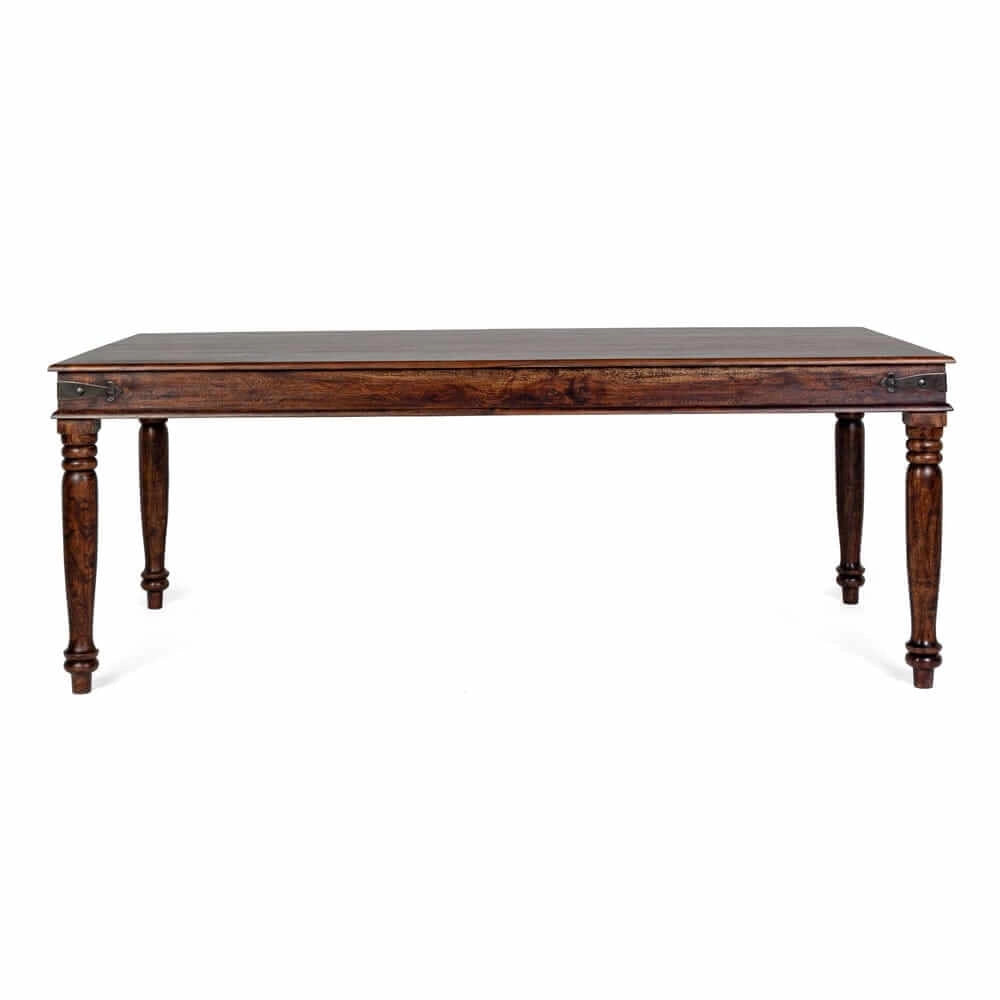 Tavolo da pranzo in legno di acacia massiccia gambe tornite stile etnico - MUMBAI
