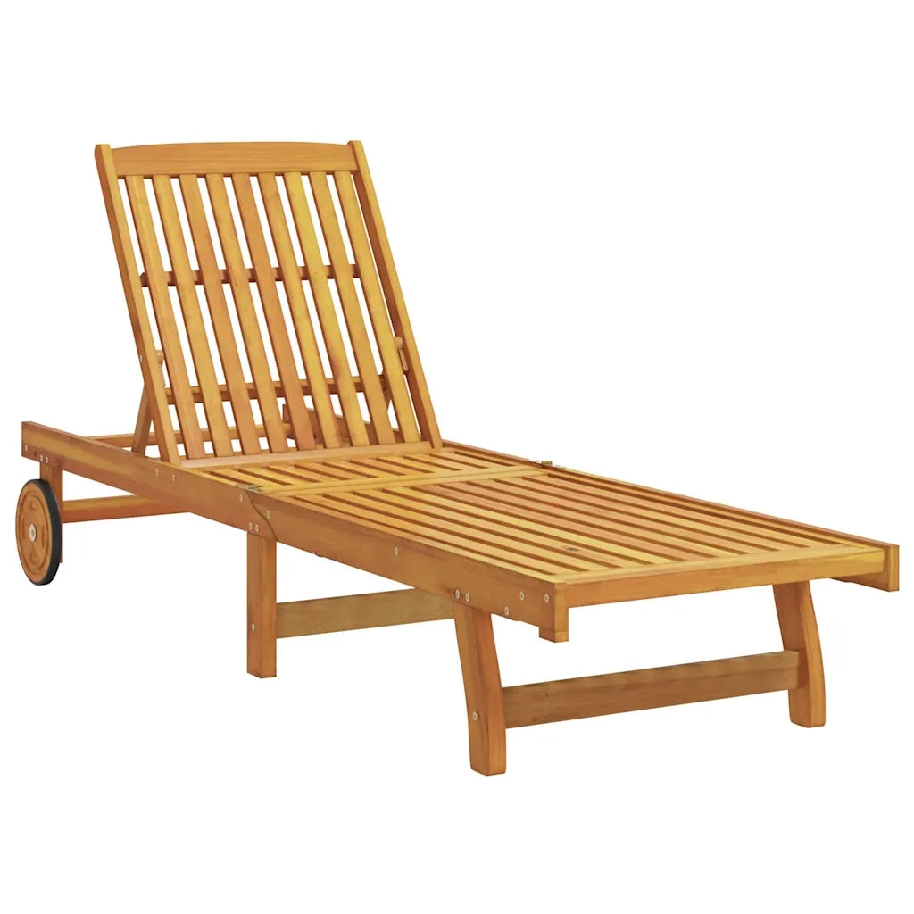 Lettini Prendisole con Tavolino 2pz in Legno Massello di Acacia 3325205