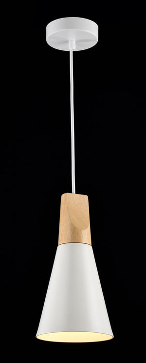 Lampada pendente Pendant in Metallo e Legno Bicones Bianco