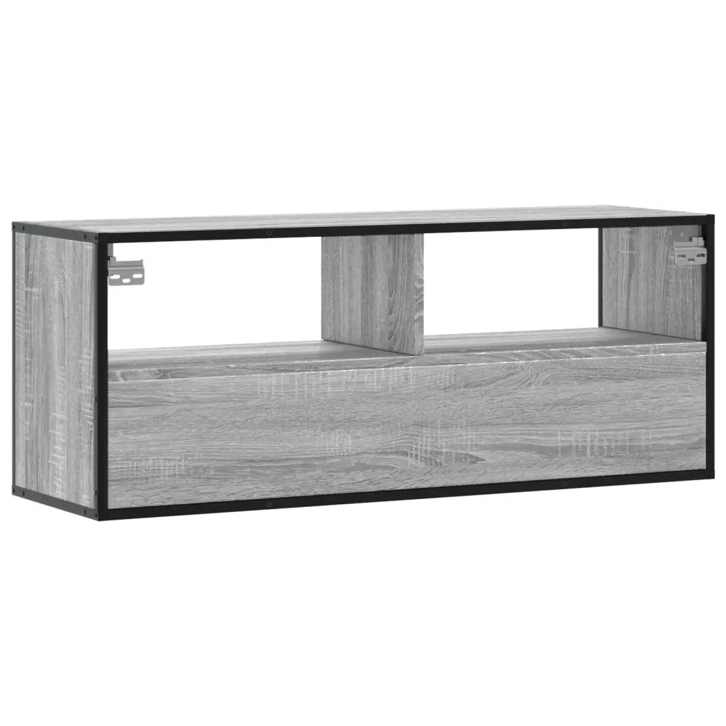 Mobile TV Grigio Sonoma 100x31x39,5cm Legno Multistrato Metallo 848937